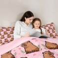 thumbnail image 4 of Manfei Kawaii Capybara Bedding Comforter Set 7pcs for Preppy Child,Cartoon Animal Queen Bedding Sets Super Cozy,Spring Garden Flowers Queen Sheet Sets,Lightweight Room Decor,Reversible, 4 of 8