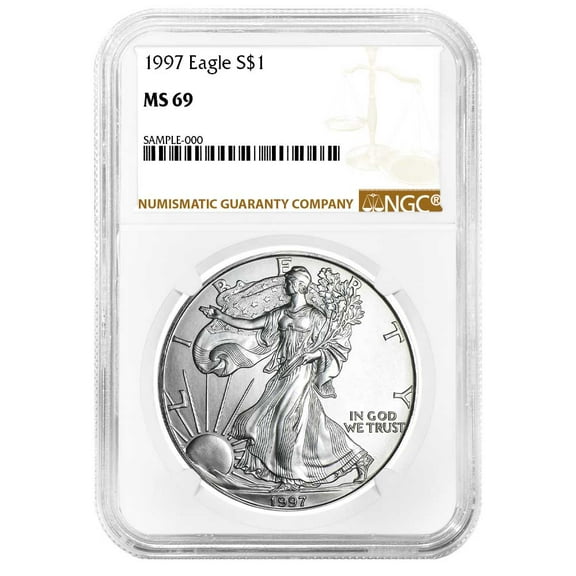 1997 $1 American Silver Eagle NGC MS69 Brown Label