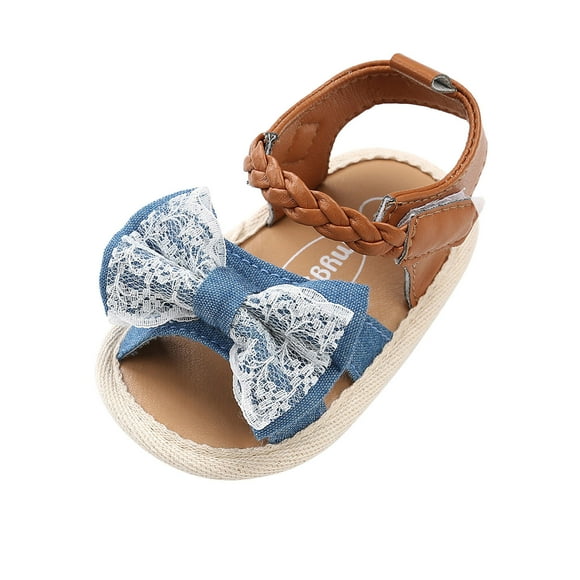 TOWED22 Sandales d'Été pour Bébés Filles, Nouveau-Nés et Tout-Petits, Chaussures de Robe pour Berceau (Bleu, 12 m)