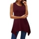thumbnail image 3 of Sonducket Camiseta sin mangas de color sólido con cuello y dobladillo irregular Prendas para la parte del cuerpo Café SG, 3 of 5
