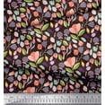 thumbnail image 2 of Soimoi Brown Rayon Crepe Fabric Leaves & Floral Clip Art Print Sewing Fabric Yard 46 Inch Wide, 2 of 3