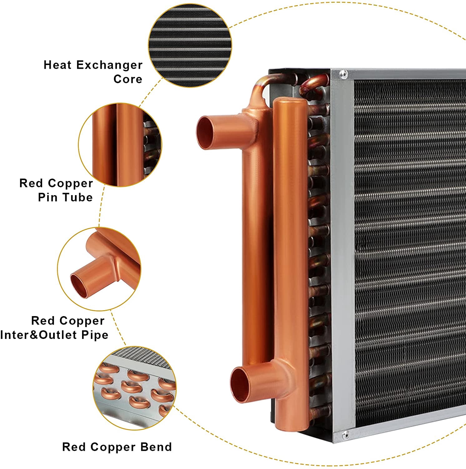 12x15 Water to Air Heat Exchanger with 1" Copper Ports Perfectly with Outdoor Furnace Ideal for Residential HVAC System