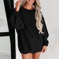 thumbnail image 5 of Sweatshirt for Women Women's Fashion Round Neck Solid Color Long Sleeve Sweatshirt Top, 5 of 7