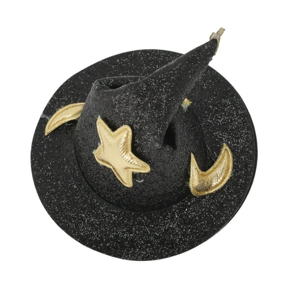Unique Bargains 1 Pc Duckbill Clip Cute Halloween Star with Hat Design Hair Clip Black