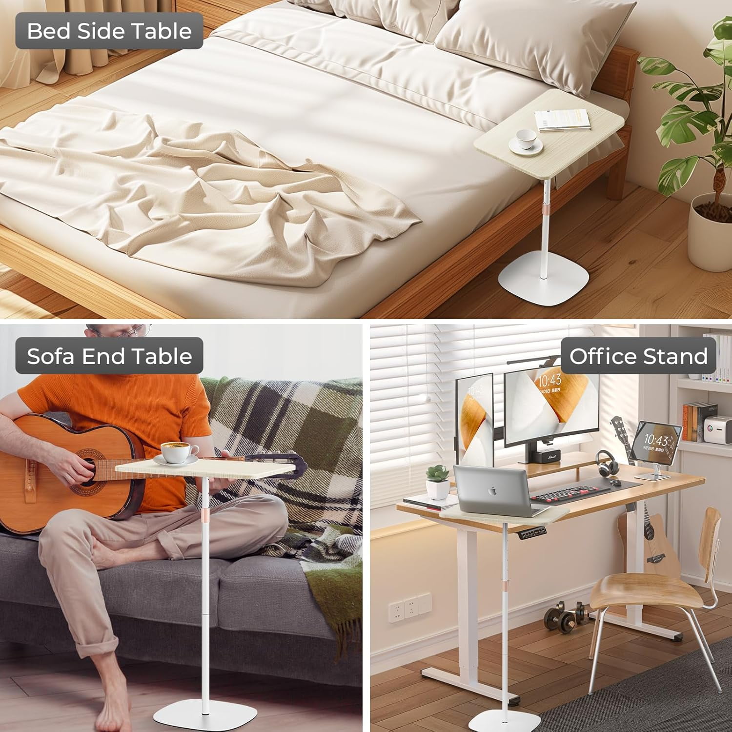 DERCLIVE Portable Laptop Floor Stand, Bedside/Sofa Table with Height Adjustable 18''~47'', Projector Stand, Teacher Podium for Home, Office, Classroom