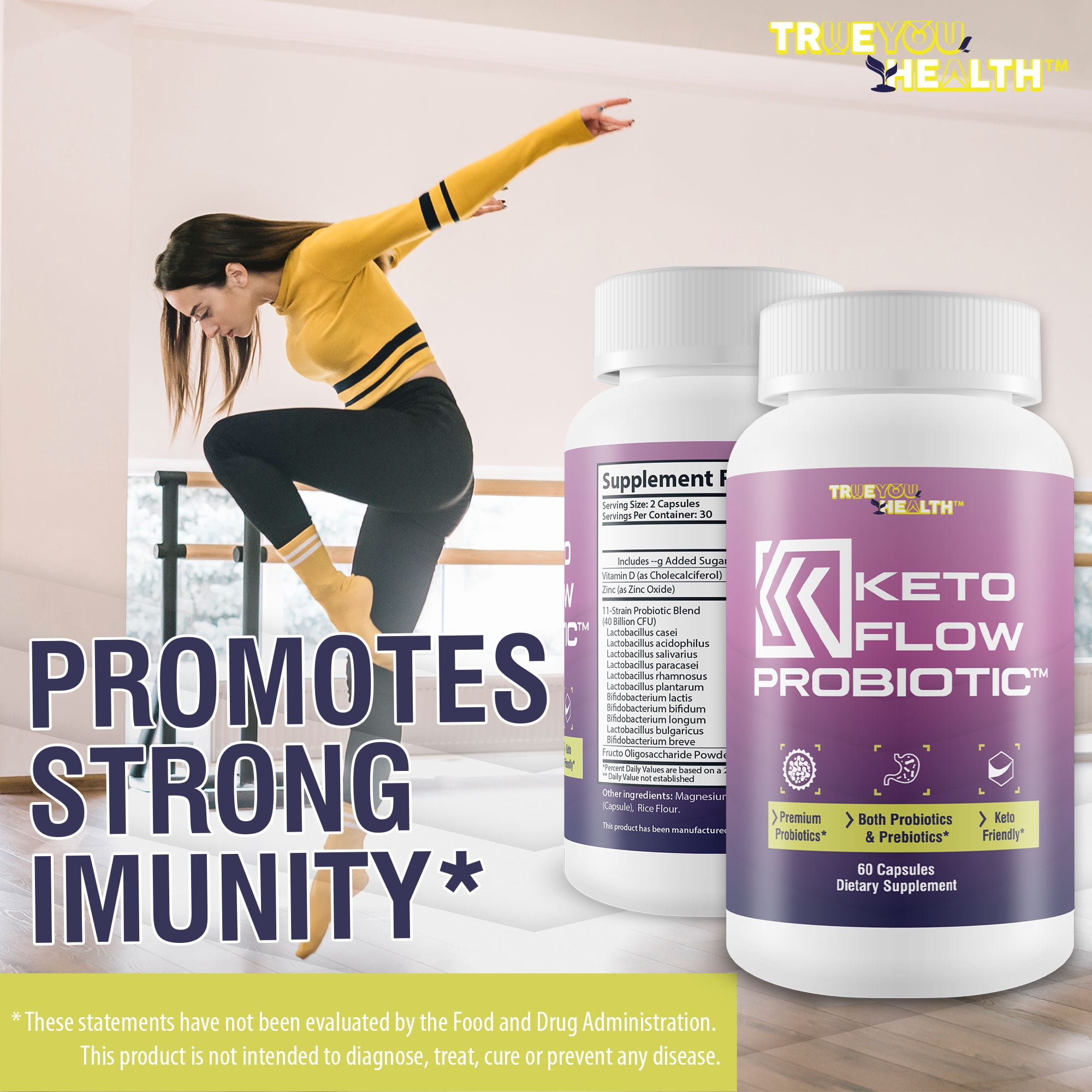 KETO FLOW PROBIOTIC - Premium Probiotics & Prebiotics - Keto Friendly Probiotic Formula - 40 Billion CFU - Promote Healthy Gut Biome - Immune Support & Digestive Support - Aid Energy, Bloating Relief