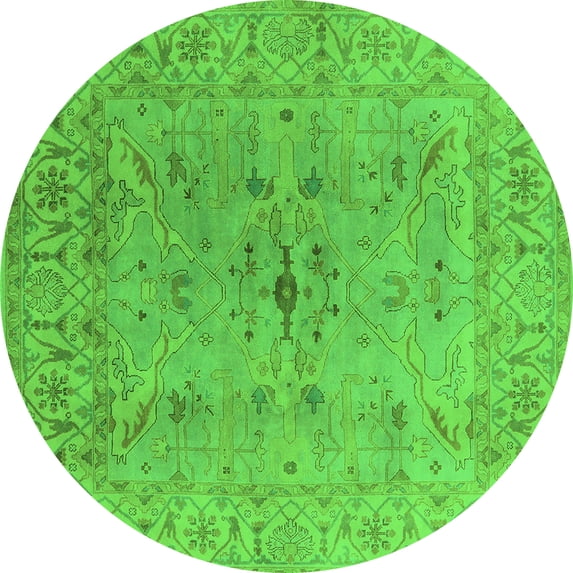 Ahgly Company Indoor Round Oriental Green Traditional Area Rugs, 3' Round