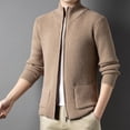 thumbnail image 2 of Mrmaere Men's Knit Jacket Full-Zip Stand Collar Soft Warm Outerwear for Daily & Casual Khaki XXXL, 2 of 9