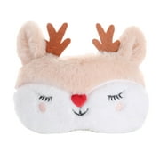 Cute Animal Sleep Blindfold for Girls Cartoon Fox Elk Soft Plush Eye Cover Travel Nap Night