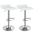 thumbnail image 1 of Costway Set Of 2 Swivel Bar Stools Adjustable PU Leather Backless Dining Chair White, 1 of 10