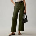 thumbnail image 2 of Audhol Straight Leg Pants Women! New Women's Solid Color Casual Pants Summer Waisted Straight Leg Button Wide Leg Pants Pants Womens Straight Leg Pants Green M, 2 of 5