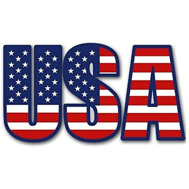 USA Lettering Shaped American Flag Sticker (3 separate letters with ...