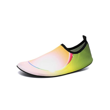 

Tenmix Womens Mens Water Shoes Quick Dry Aqua Socks Barefoot Beach Shoe Slip On Flats Surf Breathable Comfort Sneakers Bright Green 8.5