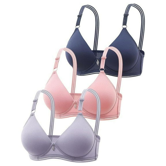 Endives Clearance Items 3PC Bras for Women Hottie Push Up Wireless Solid Color Underwear Adjustable Breathable Comfort Support Anti Drop Bra
