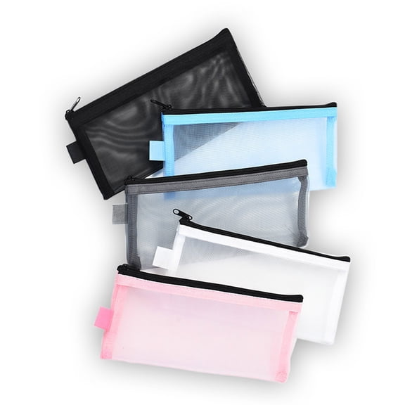 Mesh Transparent Zippered Pencil Pouch for School, Clear Mesh Pencil Case Organizer, School Supplies Pencil Bag for Kids.