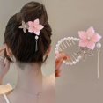 thumbnail image 3 of CSChome Griffe de Queue de Cheval pour Femme - Fausse Perle Brillante avec Pompon Fleur Décoration en Acier Inoxydable, 3 of 7