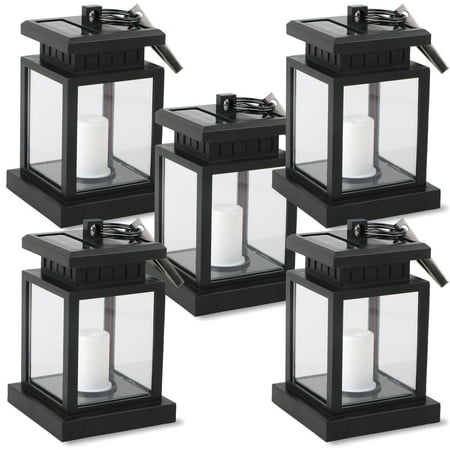 Garden Pavilion - (5 Pack) Solar Powered Hanging Candle Lights, EEEKit Waterproof Led Portable Umbrella Lantern with Clamp for Beach Umbrella Tree Pavilion Garden Yard Lawn Lighting Decoration