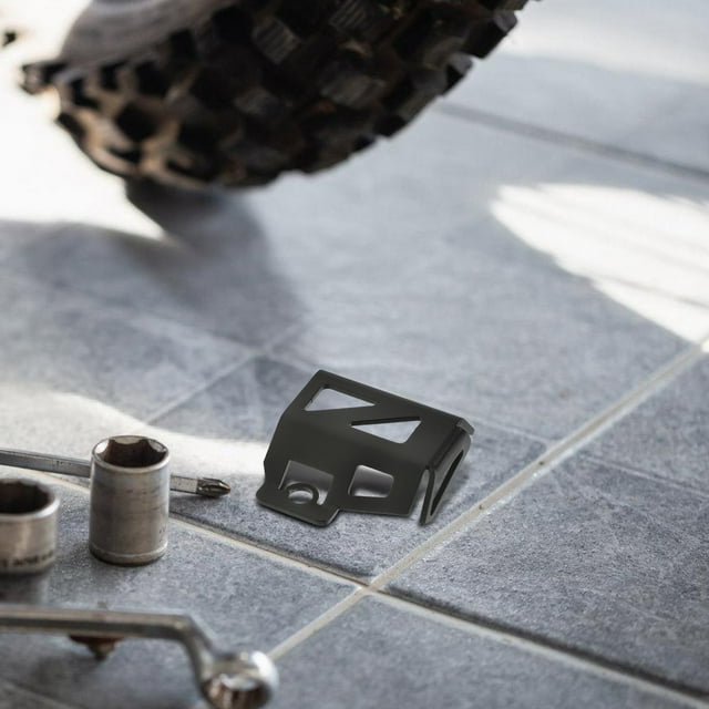 HIAKDOFT Motorcycle Brake Reservoir Cover Black Aluminum Guard for Fluid Reservoir Protection