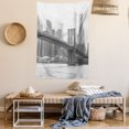 thumbnail image 2 of Landscape Tapestry, Photo of Brooklyn Bridge Over East River and Tall Buildings Skylines at the Back, Wall Hanging for Bedroom Living Room Dorm Decor, 40W X 60L Inches, Grey White, by Ambesonne, 2 of 5