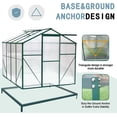 thumbnail image 3 of Modern Outdoor Walk-in Greenhouse 6FTx8FT Polycarbonate Storage Shed with Sliding Door and Adjustable Vent Window Green Sliver Aluminum Sunroom for Backyard Garden Patio Lawn, 3 of 9