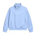 thumbnail image 2 of Girls Quarter Zip Sweatshirt Long Sleeve Turtleneck Fashion Casual Kids Pullover Tops Blue 9-10 Years, 2 of 6