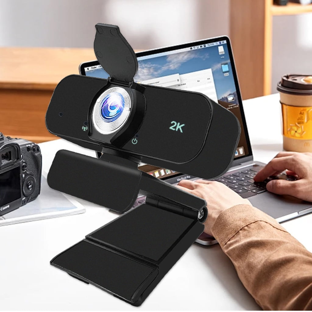 USB Webcam with Built-in Noise Cancelling Microphones and Adjustable Tripod for 1080P 2K 4K Video in Conferences