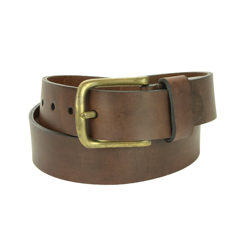Montauk Leather Club - Chestnut Brown Belt with Antique Brass Curved ...