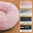 thumbnail image 5 of Calming Donut Dog Bed Pillow for Small Medium Pets, Machine Washable Removable Cover, Comfort Plush Fluffy Faux Fur with Anti-Slip Bottom, Cats-Friendly Round Cuddly Design, Pink, 23 inches, 5 of 7