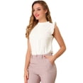 thumbnail image 1 of Allegra K Blusas Elegante Sin Mangas Vintage De La Década De 1950 Con Volantes Para Oficina De Negocios Para Mujer blanco XL, 1 of 6