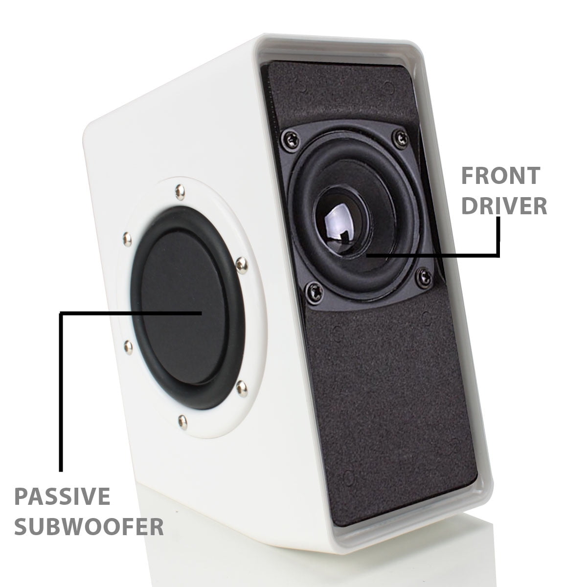 GOgroove SonaVERSE O2i Speakers for PC with AUX Input, Volume Dial, Stereo Audio (White with LEDs)