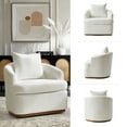 thumbnail image 4 of Tina's Home Modern Chenille Swivel Accent Chair Set of 2, 360° Barrel Chairs with Lumbar Pillow Ivory, 4 of 6