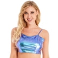 thumbnail image 4 of YiZYiF Womens Casual Patent Leather Crop Top Glossy Tank Tops Vest Clubwear, 4 of 7