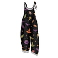 thumbnail image 2 of Womens Halloween Pumpkin Print Sleeveless Jumpsuit Casual Wide Leg Fashion Fall Romper Cute Halloween Costume Green 3XL, 2 of 4