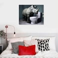 thumbnail image 5 of Nawypu Canvas Wall Art Picture Prints Rhino Sit on Toilet Grey Animal Art Artwork on Canvas for Bedroom Living Room Bathroom Funny Wildlife Stretched and Framed Painted, 5 of 5