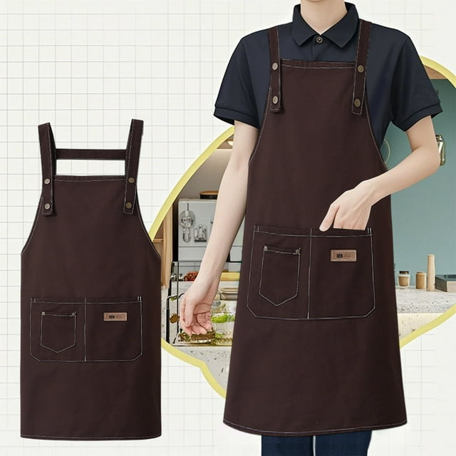 Birdeem Cotton Waterproof Chef Apron, 30x27 Inch Adjustable Bib, Oil Resistant with Phone Pocket