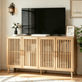 thumbnail image 3 of Algherohein Modern Sideboard Buffet with Slatted Barn Doors, Wood Accent Storage Consol, TV Stand, Coffee Bar for Dining Room, Oak 4 Doors, 3 of 6