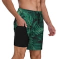thumbnail image 2 of Naloa Green Leave Fern Print Men Swim Trunks with Compression Liner ,Board Shorts,Men's Swim Shorts with Drawstring and Elastic Waistband-3X-Large, 2 of 6