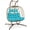 Teal Blue, variant on RADIATA Double Hanging Egg Chair with Stand and 5" Cushions, 2-Person Wicker Swing Chair, 690 lb Weight Capacity, Indoor Outdoor Patio Loveseat, Dark Gray