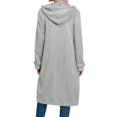thumbnail image 4 of Luwomo Leisure Jackets for Womens Loose Fit Long Sleeve Hooded Zippered Long Cardigan Sweatershirt Coat Blouses Grey,S, 4 of 6