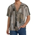thumbnail image 3 of Xecao offers the Wooden Texture for Men's Casual Short-sleeved Shirt, a button-up collared shirt with a pocket, perfect for beach vacations and yacht travel in the X-Large size., 3 of 7