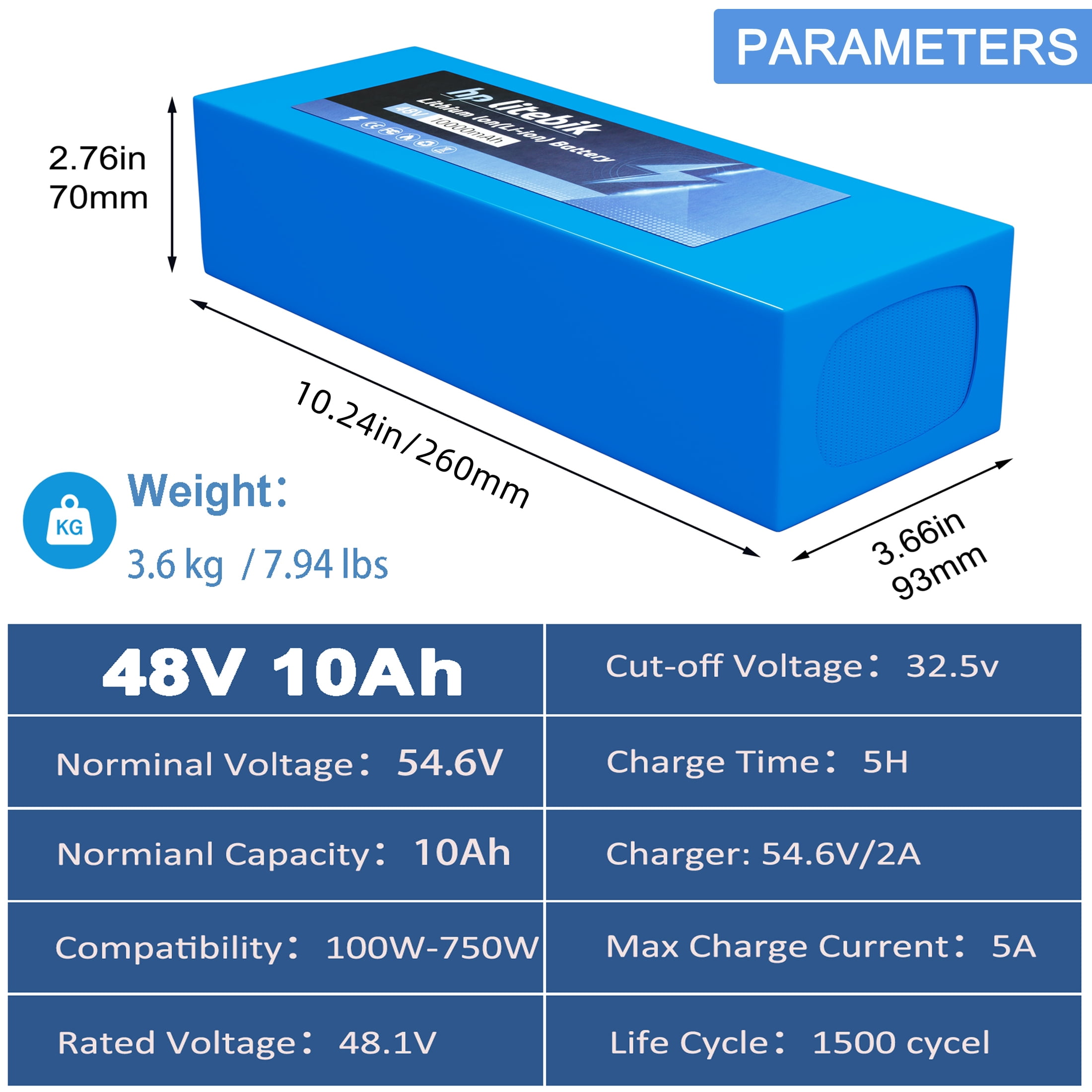 48v 10ah Battery Bicycle 48v Lithium Battery Pack Ebike Battery 750W for Adult Electric Bike