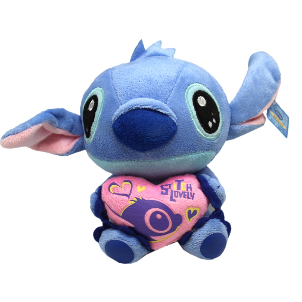 "Stitch Lovely" Pink Heart Holding Stitch Small Stuffed Toy (6in