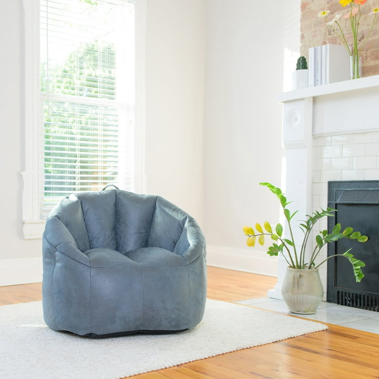 Big Joe Joey Adult-Sized Bean Bag Chair, Basalt Blue, Faux Leather