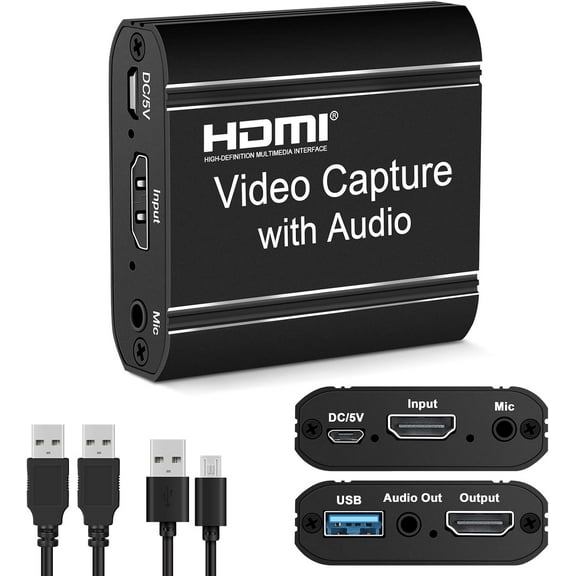 HDMI Capture Card, HDMI Video Capture Card with Loop-Out, 4K HDMI to USB Capture Card Audio Video Recorder for Gaming/Live Streaming/Video Conference, Compatible with Nintendo Switch/PS3/4/5/Xbox One