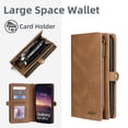 thumbnail image 4 of Allytech Detachable Magnetic Wallet Case for Samsung Galaxy S24 Ultra with Wrist Strap, Large Capacity Luxury PU Leather Card Slots Zipper Cash Pocket Shockproof Protective Wallet Case - Brown, 4 of 7