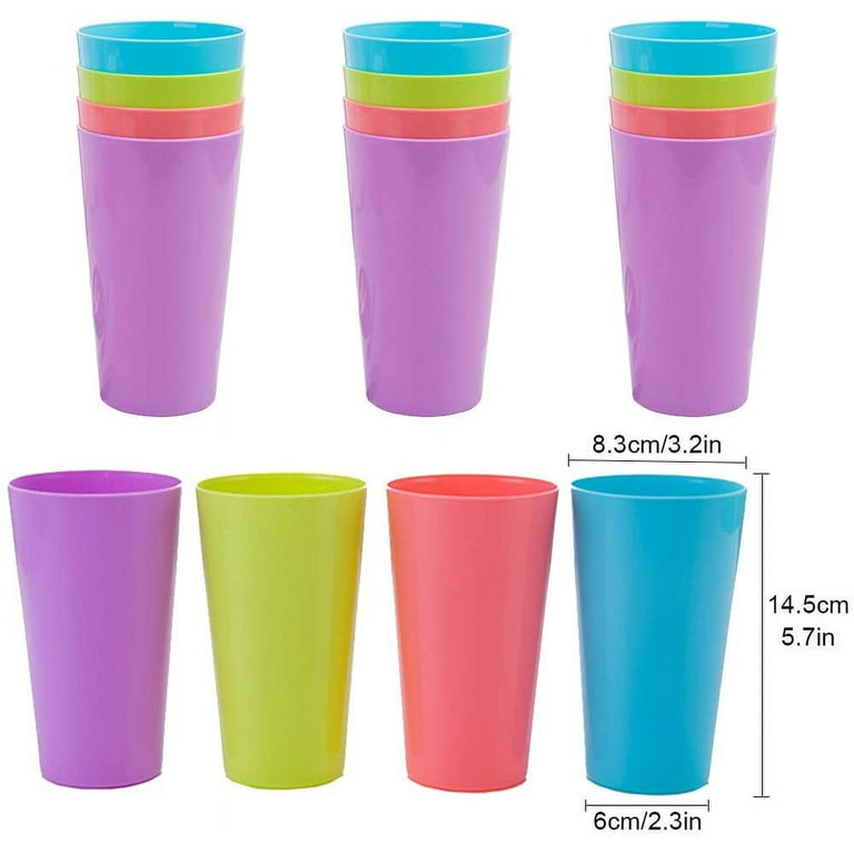 YUYUHUA 32-ounce Plastic Tumblers Reusable Dishwasher Safe BPA Free Set of  12 Multicolor Large Drinking Cups