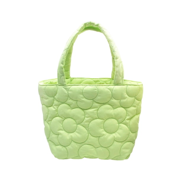 Bolso de mano para mujer, bolso de compras de gran capacidad, bolso decorativo con flores, bolso acolchado Verde Yuyangstore Monedero de hombro para mujer
