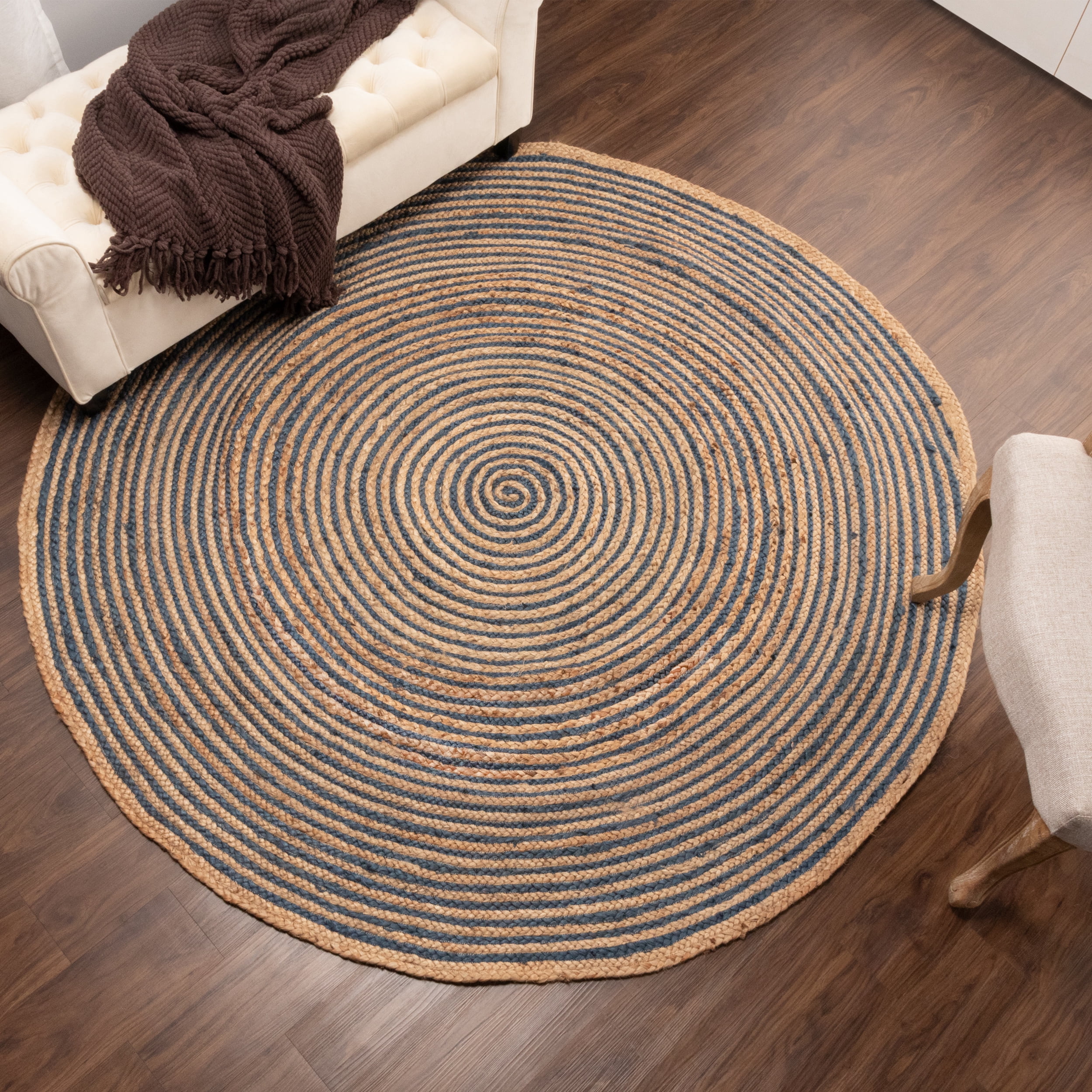 Impressions Lenexa Braided Jute Indoor Round Area Rug 4ft for sale