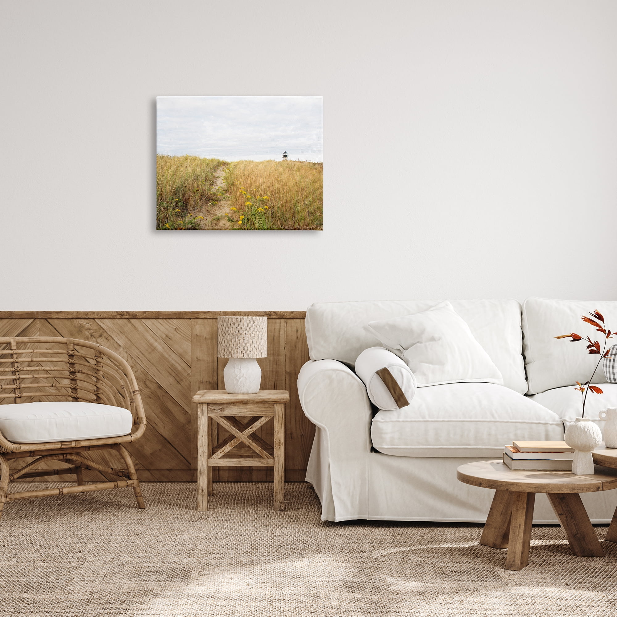 Stupell Industries Lighthouse Grassland Scenery Nature Photography Gallery Wrapped Canvas Print Wall Art, 30 x 24
