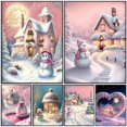 thumbnail image 2 of Pintura de diamantes 5D DIY, paisaje de Casa de muñeco de nieve de Navidad, punto de cruz, bordado de diamantes, mosaico romántico, Luna rosa, diamantes de imitación W1, 2 of 4